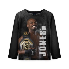 Детский лонгслив 3D с принтом Jon Jones / Джон Джонс в городе Новоалтайск, 100% полиэстер | длинные рукава, круглый вырез горловины, полуприлегающий силуэт
 | jon | jon jones | jones | mma | ufc | бои без правил | джон | джон джонс | джонс | микс файт | мма