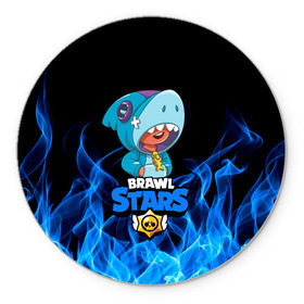 Коврик для мышки круглый с принтом BRAWL STARS LEON. в городе Новоалтайск, резина и полиэстер | круглая форма, изображение наносится на всю лицевую часть | Тематика изображения на принте: bea | bib | brawl stars | crow | el brown | leon | max | nita | sally leon | shark | акула | биа | биби | бравл старс | ворон | игра | леон | макс | нита | оборотень | салли леон | сэлли леон | шарк | эл браун