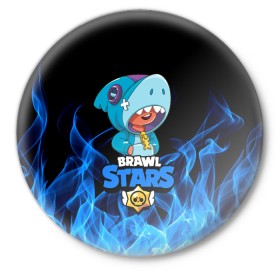 Значок с принтом BRAWL STARS LEON. в городе Новоалтайск,  металл | круглая форма, металлическая застежка в виде булавки | bea | bib | brawl stars | crow | el brown | leon | max | nita | sally leon | shark | акула | биа | биби | бравл старс | ворон | игра | леон | макс | нита | оборотень | салли леон | сэлли леон | шарк | эл браун