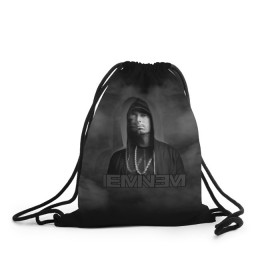 Рюкзак-мешок 3D с принтом EMINEM. в городе Новоалтайск, 100% полиэстер | плотность ткани — 200 г/м2, размер — 35 х 45 см; лямки — толстые шнурки, застежка на шнуровке, без карманов и подкладки | Тематика изображения на принте: eminem | marshall bruce mathers | music to be murdered by | rap | американский рэпер | зарубежный реп | маршалл брюс мэтерс | музыка | реп | рэпер | эм | эминем
