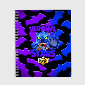 Тетрадь с принтом BRAWL STARS LEON WOLF BAT в городе Новоалтайск, 100% бумага | 48 листов, плотность листов — 60 г/м2, плотность картонной обложки — 250 г/м2. Листы скреплены сбоку удобной пружинной спиралью. Уголки страниц и обложки скругленные. Цвет линий — светло-серый
 | 8 | 8bit | bit | brawl | brawlstars | crow | leon | leonskin | max | mr p | sally | virus | бит | бравл | игра | леон | макс | молнии | мультик | пламя | старc | старз