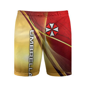 Мужские шорты спортивные с принтом UMBRELLA CORPORATION. в городе Новоалтайск,  |  | corp | corporation | resident evil | umbrella | umbrella corporation | зомби апокалипсис | зонт | игра