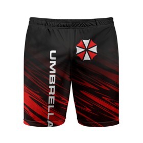 Мужские шорты спортивные с принтом UMBRELLA CORPORATION. в городе Новоалтайск,  |  | corp | corporation | resident evil | umbrella | umbrella corporation | зомби апокалипсис | зонт | игра