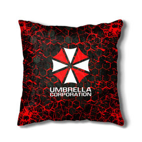 Подушка 3D с принтом UMBRELLA CORPORATION. в городе Новоалтайск, наволочка – 100% полиэстер, наполнитель – холлофайбер (легкий наполнитель, не вызывает аллергию). | состоит из подушки и наволочки. Наволочка на молнии, легко снимается для стирки | corp | corporation | resident evil | umbrella | umbrella corporation | зомби апокалипсис | зонт | игра