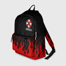 Рюкзак 3D с принтом UMBRELLA CORPORATION. в городе Новоалтайск, 100% полиэстер | лямки с регулируемой длиной, сверху петелька, чтобы рюкзак можно было повесить на вешалку. Основное отделение закрывается на молнию, как и внешний карман. Внутри два дополнительных кармана, один из которых закрывается на молнию. По бокам два дополнительных кармашка | corp | corporation | resident evil | umbrella | umbrella corporation | зомби апокалипсис | зонт | игра