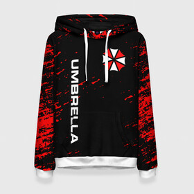Женская толстовка 3D с принтом UMBRELLA CORPORATION. в городе Новоалтайск, 100% полиэстер  | двухслойный капюшон со шнурком для регулировки, мягкие манжеты на рукавах и по низу толстовки, спереди карман-кенгуру с мягким внутренним слоем. | corp | corporation | resident evil | umbrella | umbrella corporation | зомби апокалипсис | зонт | игра
