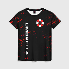 Женская футболка 3D с принтом UMBRELLA CORPORATION. в городе Новоалтайск, 100% полиэфир ( синтетическое хлопкоподобное полотно) | прямой крой, круглый вырез горловины, длина до линии бедер | corp | corporation | resident evil | umbrella | umbrella corporation | зомби апокалипсис | зонт | игра