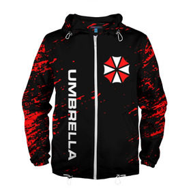 Мужская ветровка 3D с принтом UMBRELLA CORPORATION. в городе Новоалтайск, 100% полиэстер | подол и капюшон оформлены резинкой с фиксаторами, два кармана без застежек по бокам, один потайной карман на груди | corp | corporation | resident evil | umbrella | umbrella corporation | зомби апокалипсис | зонт | игра