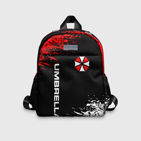 Детский рюкзак 3D с принтом UMBRELLA CORPORATION.  в городе Новоалтайск, 100% полиэстер | лямки с регулируемой длиной, сверху петелька, чтобы рюкзак можно было повесить на вешалку. Основное отделение закрывается на молнию, как и внешний карман. Внутри дополнительный карман. По бокам два дополнительных кармашка | corp | corporation | resident evil | umbrella | umbrella corporation | зомби апокалипсис | зонт | игра