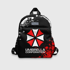 Детский рюкзак 3D с принтом UMBRELLA CORPORATION. в городе Новоалтайск, 100% полиэстер | лямки с регулируемой длиной, сверху петелька, чтобы рюкзак можно было повесить на вешалку. Основное отделение закрывается на молнию, как и внешний карман. Внутри дополнительный карман. По бокам два дополнительных кармашка | corp | corporation | resident evil | umbrella | umbrella corporation | зомби апокалипсис | зонт | игра