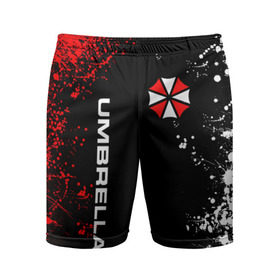 Мужские шорты спортивные с принтом UMBRELLA CORPORATION. в городе Новоалтайск,  |  | corp | corporation | resident evil | umbrella | umbrella corporation | зомби апокалипсис | зонт | игра