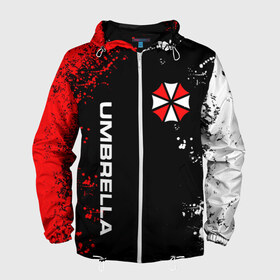 Мужская ветровка 3D с принтом UMBRELLA CORPORATION. в городе Новоалтайск, 100% полиэстер | подол и капюшон оформлены резинкой с фиксаторами, два кармана без застежек по бокам, один потайной карман на груди | corp | corporation | resident evil | umbrella | umbrella corporation | зомби апокалипсис | зонт | игра