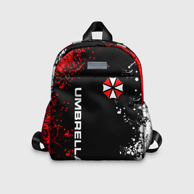 Детский рюкзак 3D с принтом UMBRELLA CORPORATION. в городе Новоалтайск, 100% полиэстер | лямки с регулируемой длиной, сверху петелька, чтобы рюкзак можно было повесить на вешалку. Основное отделение закрывается на молнию, как и внешний карман. Внутри дополнительный карман. По бокам два дополнительных кармашка | corp | corporation | resident evil | umbrella | umbrella corporation | зомби апокалипсис | зонт | игра