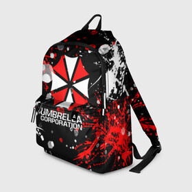 Рюкзак 3D с принтом UMBRELLA CORPORATION. в городе Новоалтайск, 100% полиэстер | лямки с регулируемой длиной, сверху петелька, чтобы рюкзак можно было повесить на вешалку. Основное отделение закрывается на молнию, как и внешний карман. Внутри два дополнительных кармана, один из которых закрывается на молнию. По бокам два дополнительных кармашка | Тематика изображения на принте: corp | corporation | resident evil | umbrella | umbrella corporation | зомби апокалипсис | зонт | игра