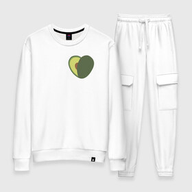 Женский костюм хлопок с принтом Avocado Heart в городе Новоалтайск, 100% хлопок | на свитшоте круглая горловина, мягкая резинка по низу. Брюки заужены к низу, на них два вида карманов: два 