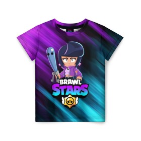 Детская футболка 3D с принтом BRAWL STARS BIBI в городе Новоалтайск, 100% гипоаллергенный полиэфир | прямой крой, круглый вырез горловины, длина до линии бедер, чуть спущенное плечо, ткань немного тянется | bibi | brawl stars | crow | el brown | leon | leon shark | max | sally leon | shark | stars | werewolf | акула | биби | ворон | леон | оборотень