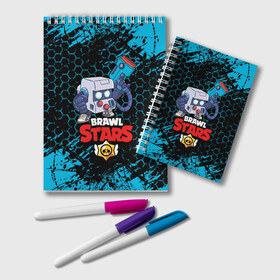 Блокнот с принтом BRAWL STARS 8-BIT в городе Новоалтайск, 100% бумага | 48 листов, плотность листов — 60 г/м2, плотность картонной обложки — 250 г/м2. Листы скреплены удобной пружинной спиралью. Цвет линий — светло-серый
 | 8 bit | bea | bibi | brawl stars | colt | crow | el brown | leon | leon shark | max | nita | sally leon | shark | акула | беа | берли | биби | бравл старс | ворон | кольт | леон | леон акула | макс | нита | шелли