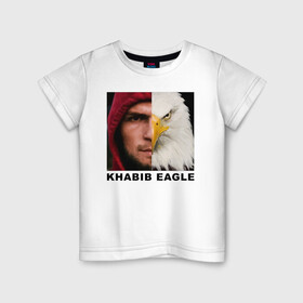Детская футболка хлопок с принтом Хабиб Орел, Khabib Eagle в городе Новоалтайск, 100% хлопок | круглый вырез горловины, полуприлегающий силуэт, длина до линии бедер | combat sambo | combat sport | khabib eagle | mixfight | mma | nurmagomrdov | sambo | боевое самбо | единоборства | ммаб khabib | нурмагомедов самбо | хабиб | хабиб орел