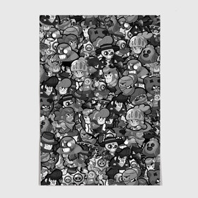 Постер с принтом BRAWL STARS BLACK в городе Новоалтайск, 100% бумага
 | бумага, плотность 150 мг. Матовая, но за счет высокого коэффициента гладкости имеет небольшой блеск и дает на свету блики, но в отличии от глянцевой бумаги не покрыта лаком | 8 bit | bibi | brawl stars | brock | bull | crow | dinomike | el primo | leon | mobile game | nita | poko | ricochet | stars | tara | бравл старс | ворон | леон | мобильные игры