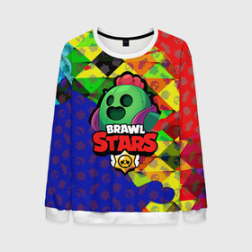 Мужской свитшот 3D с принтом BRAWL STARS SPIKE в городе Новоалтайск, 100% полиэстер с мягким внутренним слоем | круглый вырез горловины, мягкая резинка на манжетах и поясе, свободная посадка по фигуре | 8 bit | bibi | brawl stars | brock | bull | crow | dinomike | el primo | leon | mobile game | nita | poko | ricochet | stars | tara | бравл старс | ворон | леон | мобильные игры