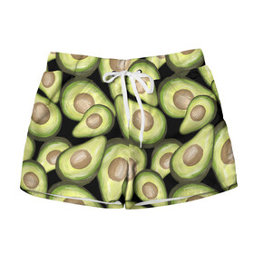 Женские шорты 3D с принтом Avocado background в городе Новоалтайск, 100% полиэстер | прямой крой, два кармана без застежек по бокам. Мягкая трикотажная резинка на поясе, внутри которой широкие завязки. Длина до середины бедра | Тематика изображения на принте: food | green | vegan | vegetarian | веган | вегетарианец | диета | здоровое питание | здоровый | здоровый образ жизни | зеленый | зож | кружка | майка | натуральный | овощи | платье | плед | подушка | полезный