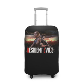 Чехол для чемодана 3D с принтом Resident Evil 3 в городе Новоалтайск, 86% полиэфир, 14% спандекс | двустороннее нанесение принта, прорези для ручек и колес | carlos oliveira | jill valentine | nemesis | re 3 | resident evil 3 remake | джил вэлентайн | карлос оливейра | немезида | немезис | обитель зла
