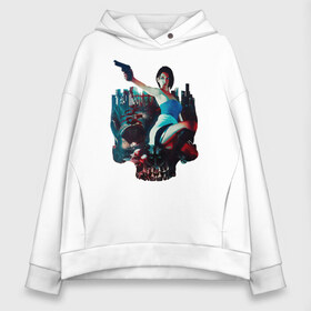 Женское худи Oversize хлопок с принтом Jill Valentine в городе Новоалтайск, френч-терри — 70% хлопок, 30% полиэстер. Мягкий теплый начес внутри —100% хлопок | боковые карманы, эластичные манжеты и нижняя кромка, капюшон на магнитной кнопке | carlos oliveira | jill valentine | nemesis | re 3 | resident evil 3 remake | джил вэлентайн | карлос оливейра | немезида | немезис | обитель зла