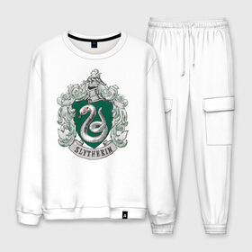 Мужской костюм хлопок с принтом Coat of Slytherin в городе Новоалтайск, 100% хлопок | на свитшоте круглая горловина, мягкая резинка по низу. Брюки заужены к низу, на них два вида карманов: два “обычных” по бокам и два объемных, с клапанами, расположенные ниже линии бедра. Брюки с мягкой трикотажной резинкой на поясе и по низу штанин. В поясе для дополнительного комфорта — широкие завязки | Тематика изображения на принте: vdgerir | гарри поттер | гриффиндор | дамблдор | добби | слизерин | хогвартс