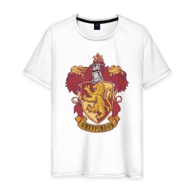 Мужская футболка хлопок с принтом Coat of gryffindor в городе Новоалтайск, 100% хлопок | прямой крой, круглый вырез горловины, длина до линии бедер, слегка спущенное плечо. | Тематика изображения на принте: vdgerir | гарри поттер | гриффиндор | дамблдор | добби | слизерин | хогвартс