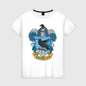 Женская футболка хлопок с принтом Coat of Ravenclaw в городе Новоалтайск, 100% хлопок | прямой крой, круглый вырез горловины, длина до линии бедер, слегка спущенное плечо | Тематика изображения на принте: vdgerir | гарри поттер | гриффиндор | дамблдор | добби | слизерин | хогвартс