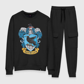 Женский костюм хлопок с принтом Coat of Ravenclaw в городе Новоалтайск, 100% хлопок | на свитшоте круглая горловина, мягкая резинка по низу. Брюки заужены к низу, на них два вида карманов: два 