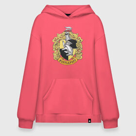 Худи SuperOversize хлопок с принтом Coat of Hufflepuff в городе Новоалтайск, 70% хлопок, 30% полиэстер, мягкий начес внутри | карман-кенгуру, эластичная резинка на манжетах и по нижней кромке, двухслойный капюшон
 | vdgerir | гарри поттер | гриффиндор | дамблдор | добби | слизерин | хогвартс