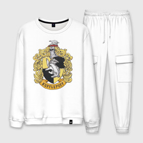 Мужской костюм хлопок с принтом Coat of Hufflepuff в городе Новоалтайск, 100% хлопок | на свитшоте круглая горловина, мягкая резинка по низу. Брюки заужены к низу, на них два вида карманов: два “обычных” по бокам и два объемных, с клапанами, расположенные ниже линии бедра. Брюки с мягкой трикотажной резинкой на поясе и по низу штанин. В поясе для дополнительного комфорта — широкие завязки | vdgerir | гарри поттер | гриффиндор | дамблдор | добби | слизерин | хогвартс