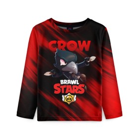 Детский лонгслив 3D с принтом BRAWL STARS CROW в городе Новоалтайск, 100% полиэстер | длинные рукава, круглый вырез горловины, полуприлегающий силуэт
 | bibi | brawl stars | crow | el brown | leon | leon shark | max | sally leon | shark | stars | werewolf | акула | биби | ворон | леон | оборотень