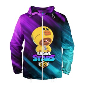 Мужская ветровка 3D с принтом BRAWL STARS SALLY LEON в городе Новоалтайск, 100% полиэстер | подол и капюшон оформлены резинкой с фиксаторами, два кармана без застежек по бокам, один потайной карман на груди | bibi | brawl stars | crow | el brown | leon | leon shark | max | sally leon | shark | stars | werewolf | акула | биби | ворон | леон | оборотень