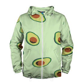 Мужская ветровка 3D с принтом АВОКАДО. в городе Новоалтайск, 100% полиэстер | подол и капюшон оформлены резинкой с фиксаторами, два кармана без застежек по бокам, один потайной карман на груди | ovakado | авокадо | фрукты