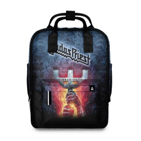 Женский рюкзак 3D с принтом Judas priest в городе Новоалтайск, 100% полиэстер | лямки с регулируемой длиной, сверху ручки, чтобы рюкзак нести как сумку. Основное отделение закрывается на молнию, как и внешний карман. Внутри два дополнительных кармана, один из которых закрывается на молнию. По бокам два дополнительных кармашка, куда поместится маленькая бутылочка
 | heavy metal | judas | judas priest | metal | priest | гленн типтон | грув метал | йен хилл | ричи фолкнер | роб хэлфорд | скотт трэвис | хард рок | хеви метал