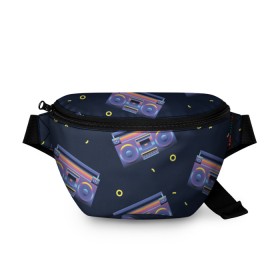Поясная сумка 3D с принтом Retro style в городе Новоалтайск, 100% полиэстер | плотная ткань, ремень с регулируемой длиной, внутри несколько карманов для мелочей, основное отделение и карман с обратной стороны сумки застегиваются на молнию | pop art | retro | retro wave | кассета | поп арт | ретро | ретро вэйв | ретровэйв