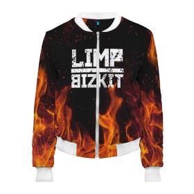Женский бомбер 3D с принтом LIMP BIZKIT в городе Новоалтайск, 100% полиэстер | застегивается на молнию, по бокам два кармана без застежек, мягкие манжеты, по низу бомбера и на воротнике — эластичная резинка | dj lethal | limp bizkit | rock | джон отто | лимп бизкит | майк смит | музыка | роб уотерс | рок | сэм риверс | терри бальзамо | уэс борланд | фред дёрст