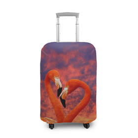 Чехол для чемодана 3D с принтом Flamingo Love в городе Новоалтайск, 86% полиэфир, 14% спандекс | двустороннее нанесение принта, прорези для ручек и колес | 14 февраля | 8 марта | валентинов день | верность | влюбленность | влюбленные | вместе | вместе навсегда | девушке | женат | женский день | женский праздник | закат | замужем | кружка | любимая