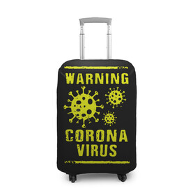 Чехол для чемодана 3D с принтом Warning Corona Virus в городе Новоалтайск, 86% полиэфир, 14% спандекс | двустороннее нанесение принта, прорези для ручек и колес | 2019 | 2019 ncov | 2020 | corona | coronavirus | market | ncov | pneumonia | seafood | virus | warning | wuhan | вирус | внимание | китай | коронавирус | осторожно | ухань | уханьский коронавирус | штамм