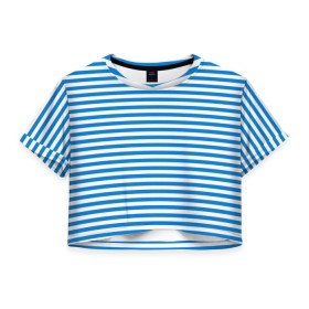 Женская футболка Crop-top 3D с принтом Тельняшка ВДВ в городе Новоалтайск, 100% полиэстер | круглая горловина, длина футболки до линии талии, рукава с отворотами | 23 февраля | армейка | армия | вдв | вдвшник | воздушно | войска | десант | десантник | десантные | десантура | за вдв | россии | российский | русский | рф | ссср | тельняшка | флаг
