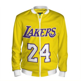 Мужской бомбер 3D с принтом Kobe Bryant 24 в городе Новоалтайск, 100% полиэстер | застегивается на молнию, по бокам два кармана без застежек, по низу бомбера и на воротнике - эластичная резинка | 24 | basketball | kobe bryant | lakers | nba