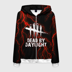 Мужская толстовка 3D на молнии с принтом Dead by Daylight в городе Новоалтайск, 100% полиэстер | длина до линии бедра, манжеты и пояс оформлены мягкой тканевой резинкой, двухслойный капюшон со шнурком для регулировки, спереди молния, по бокам два кармана | dead by daylight | деад бай деад лайт | жуть | игра | компьютерная игра | кровь | ужасы