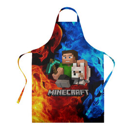 Фартук 3D с принтом MINECRAFT в городе Новоалтайск, 100% полиэстер | общий размер — 65 х 85 см, ширина нагрудника — 26 см, горловина — 53 см, длина завязок — 54 см, общий обхват в поясе — 173 см. Принт на завязках и на горловине наносится с двух сторон, на основной части фартука — только с внешней стороны | game | minecraft | блоки | игра | квадраты | компьютерная игра | крипер | майнкрафт