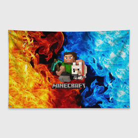 Флаг-баннер с принтом MINECRAFT в городе Новоалтайск, 100% полиэстер | размер 67 х 109 см, плотность ткани — 95 г/м2; по краям флага есть четыре люверса для крепления | game | minecraft | блоки | игра | квадраты | компьютерная игра | крипер | майнкрафт
