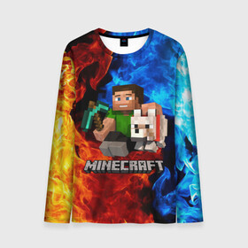 Мужской лонгслив 3D с принтом MINECRAFT в городе Новоалтайск, 100% полиэстер | длинные рукава, круглый вырез горловины, полуприлегающий силуэт | game | minecraft | блоки | игра | квадраты | компьютерная игра | крипер | майнкрафт