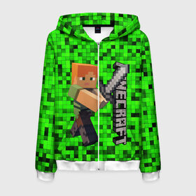 Мужская толстовка 3D на молнии с принтом MINECRAFT в городе Новоалтайск, 100% полиэстер | длина до линии бедра, манжеты и пояс оформлены мягкой тканевой резинкой, двухслойный капюшон со шнурком для регулировки, спереди молния, по бокам два кармана | game | minecraft | блоки | игра | квадраты | компьютерная игра | крипер | майнкрафт