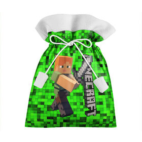 Подарочный 3D мешок с принтом MINECRAFT в городе Новоалтайск, 100% полиэстер | Размер: 29*39 см | Тематика изображения на принте: game | minecraft | блоки | игра | квадраты | компьютерная игра | крипер | майнкрафт