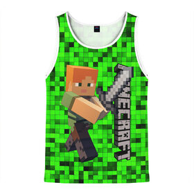 Мужская майка 3D с принтом MINECRAFT в городе Новоалтайск, 100% полиэстер | круглая горловина, приталенный силуэт, длина до линии бедра. Пройма и горловина окантованы тонкой бейкой | Тематика изображения на принте: game | minecraft | блоки | игра | квадраты | компьютерная игра | крипер | майнкрафт